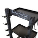 Body-Solid Accessory Rack SAR100 Close-up of metal storage bracket on a Body-Solid Pro Club Line rack showing durable construction and bolt assembly.