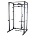 Body-Solid Best Fitness Power Rack BFPR100B Power rack with pulley cable system and lat pull-down attachment for upper-body exercises.
