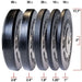 Body-Solid Chicago Extreme Bumper Plate Set 260 Ib OBPX260 D with diameter and thickness measurements labeled.