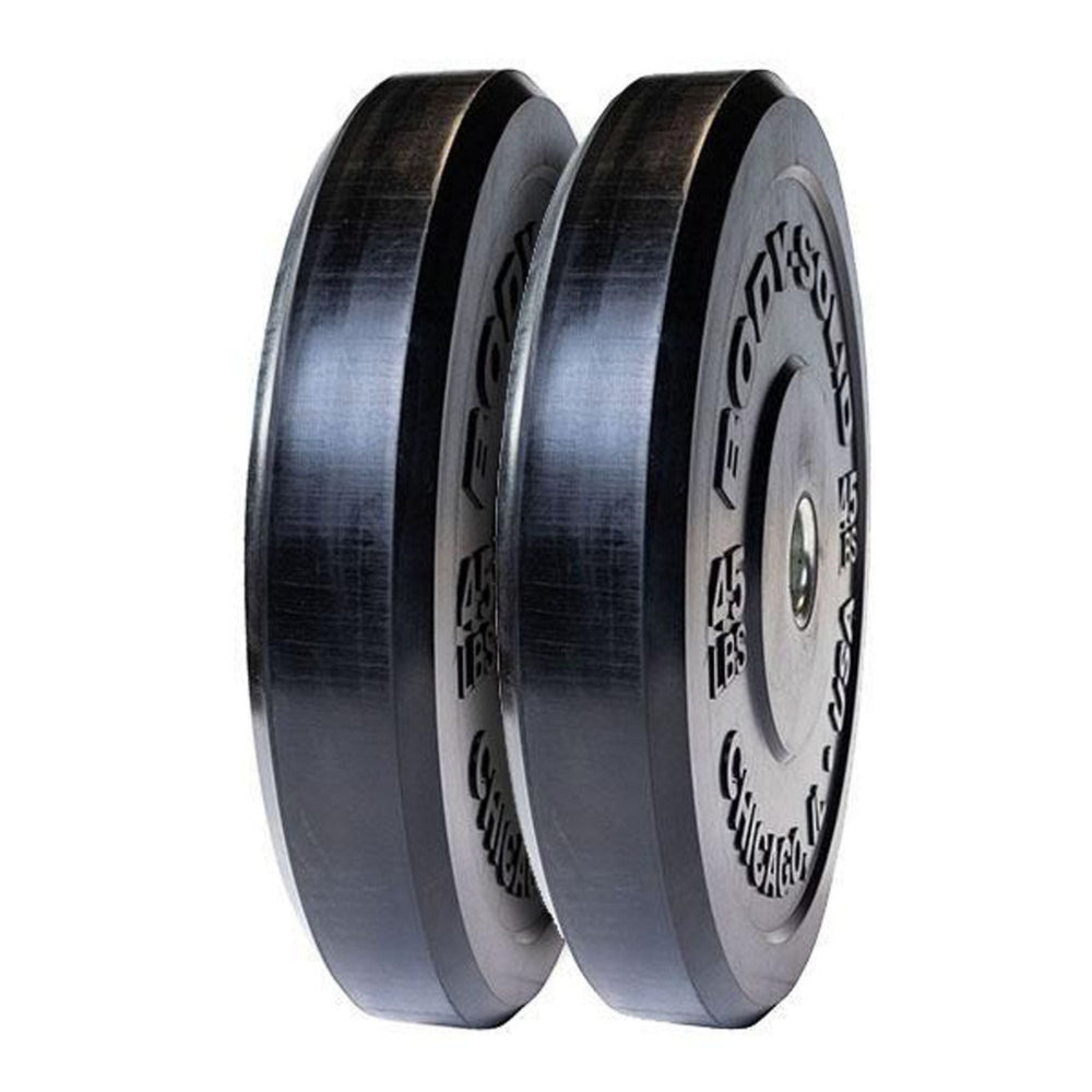 Body-Solid Chicago Extreme Bumper Plate Set 260 Ib OBPX260 Pair of  45 lb black rubber bumper plates with clear CHICAGO, IL USA branding