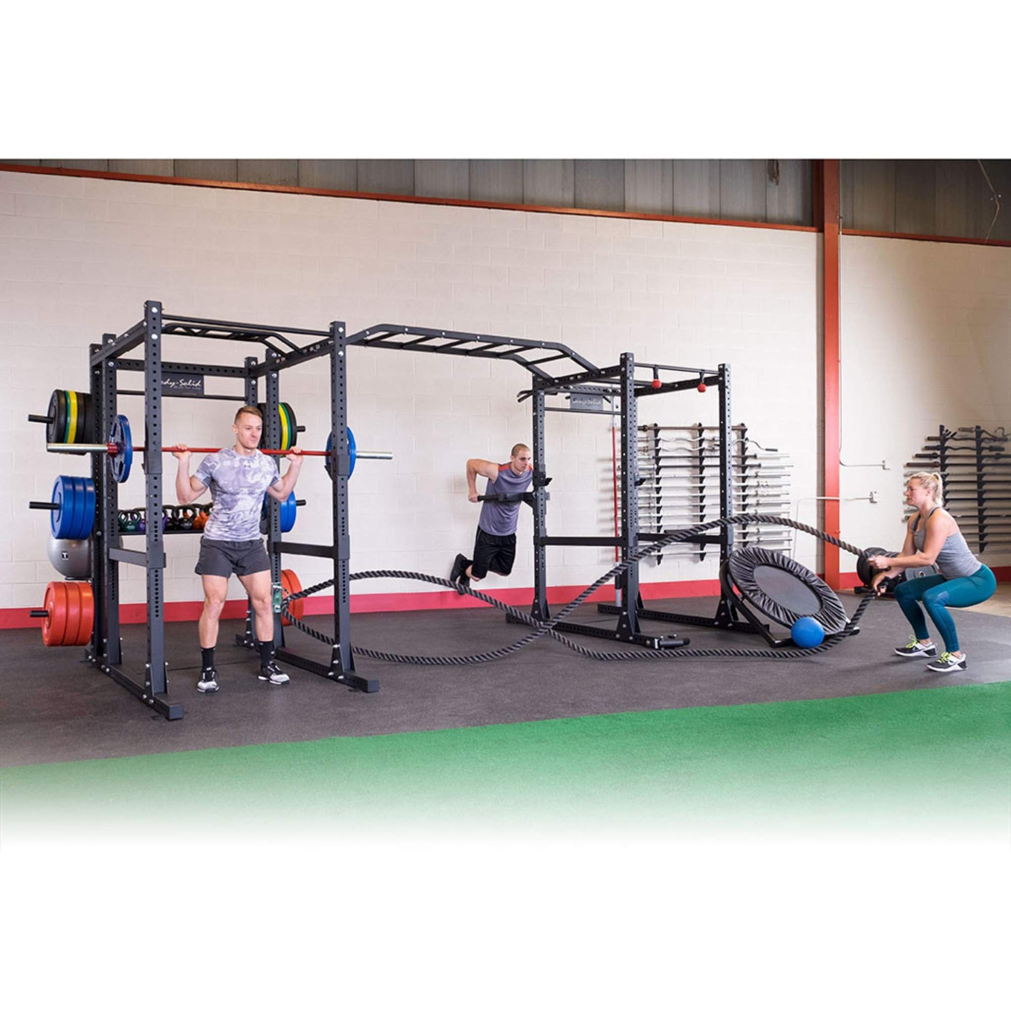 Body-Solid Commercial Double Power Rack Package SPR1000DB With Action