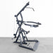 Body-Solid Corner Leverage Gym GLGS100B Side profile of Body-Solid gym system with pulleys, cables, adjustable levers, and workout attachments on the frame