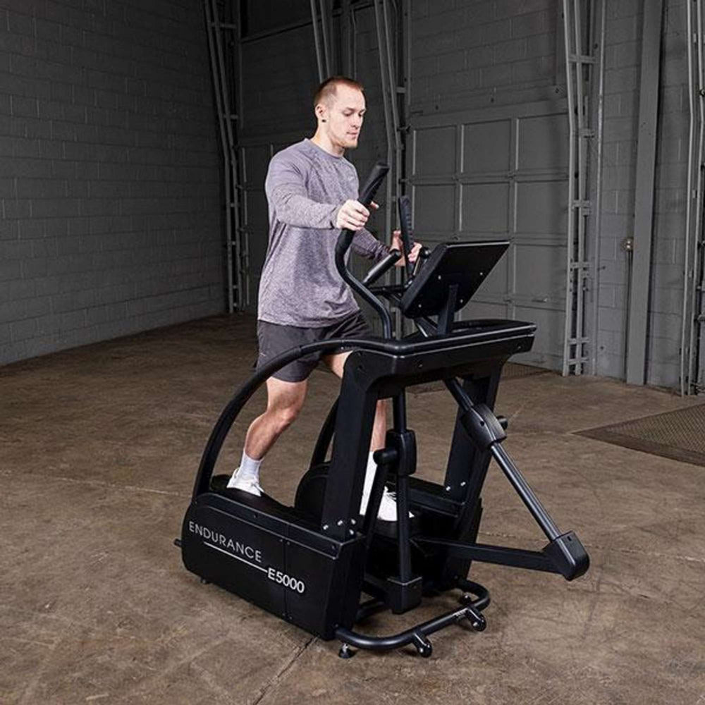 Body-Solid Endurance Premium Center Drive Elliptical E5000 Wireless HRC Back Side With Model