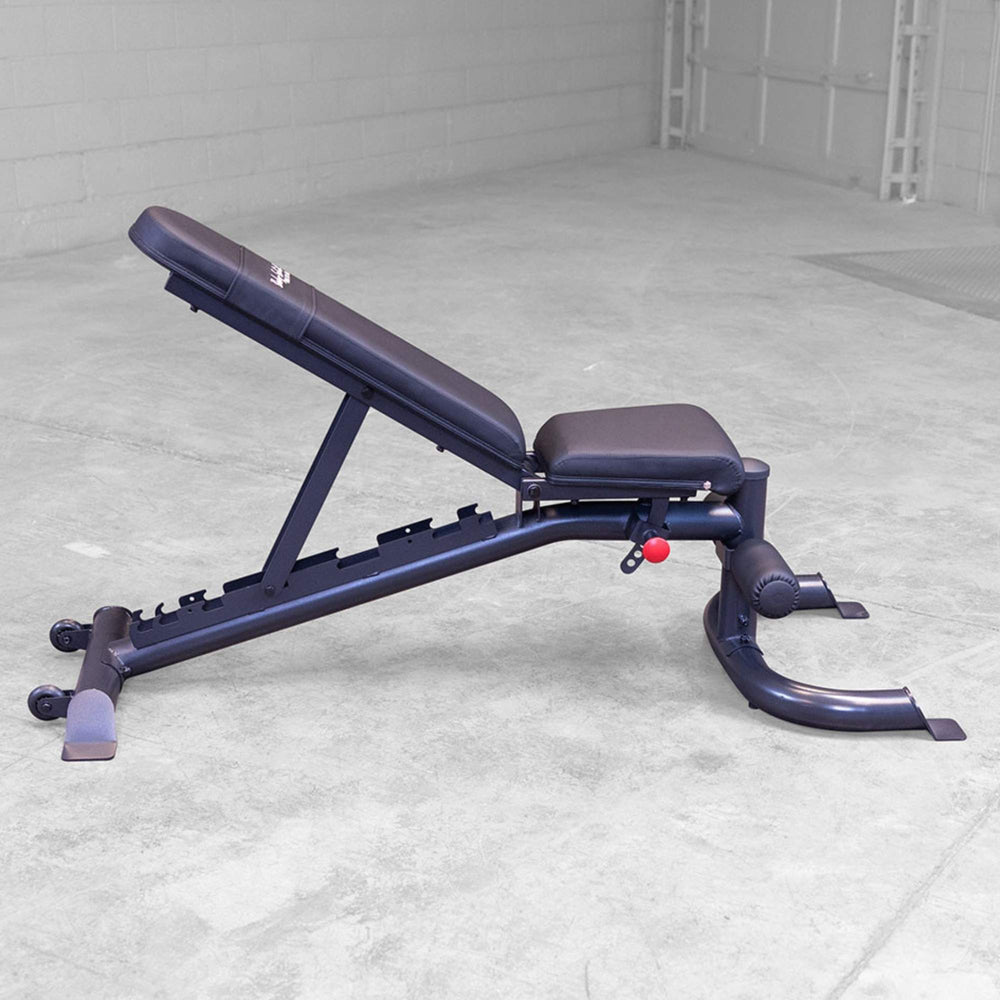 Body-Solid Flat Incline Decline Bench GFID100B Adjustable bench set at incline position for upper body workouts