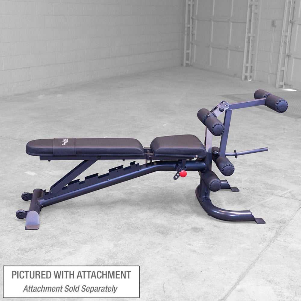 Body-Solid Flat Incline Decline Bench GFID100B Adjustable bench with leg developer attachment for leg curls and extensions