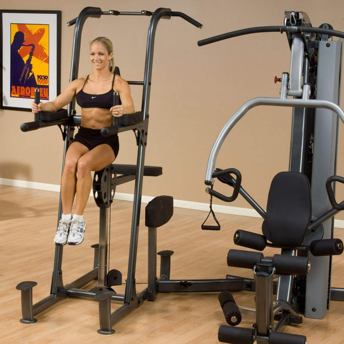 Body-Solid Fusion Weight Assist Chin and Dip Attachment FCDWA  in a Home Gym front view
