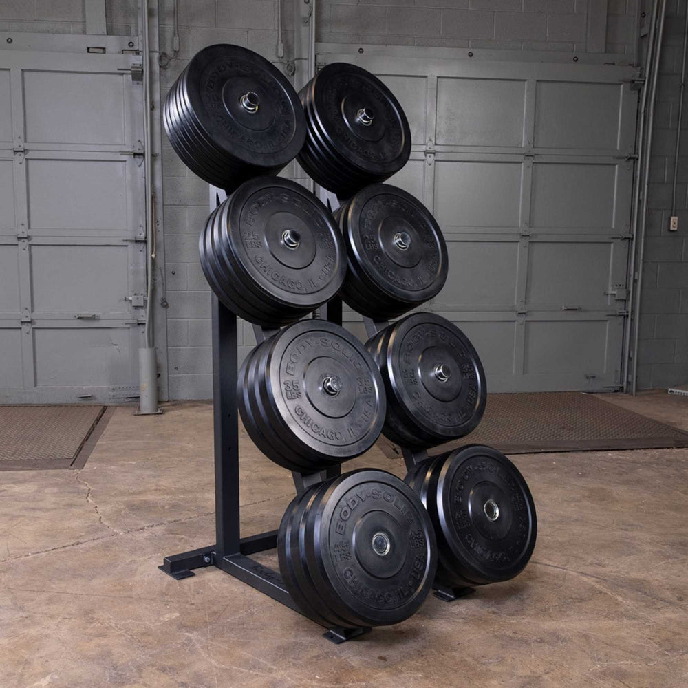 Body-Solid High Capacity Olympic Plate Rack GWT76 with Olympic Plate