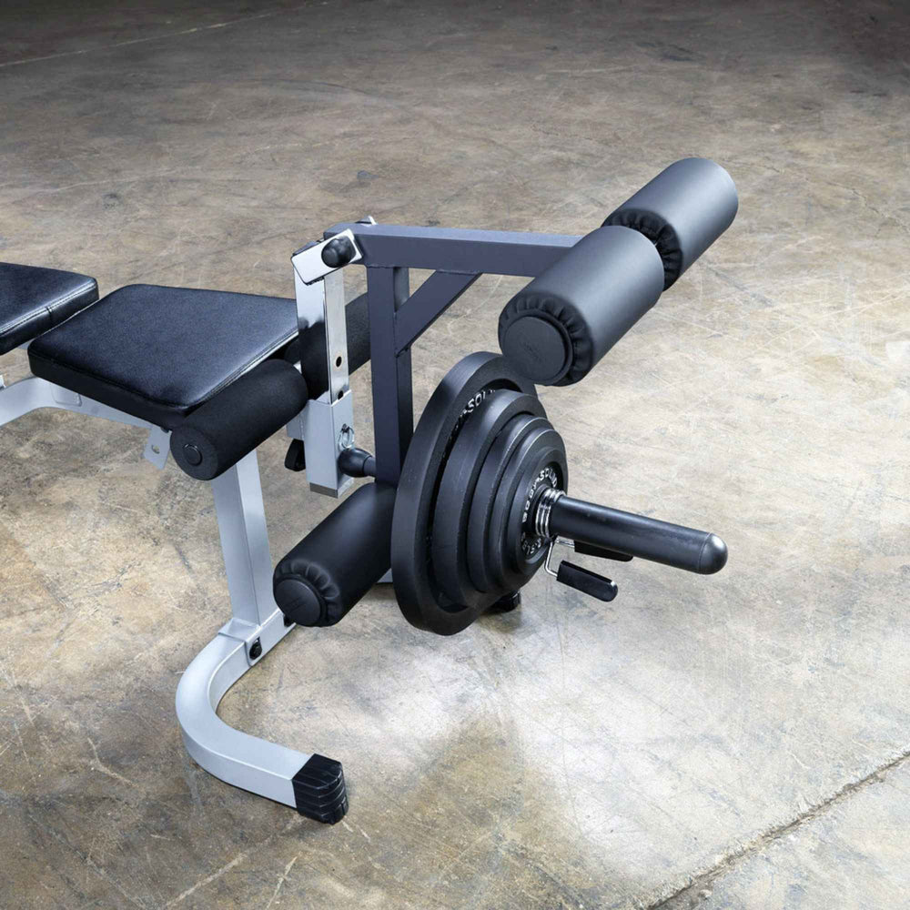 Body-Solid Leg Developer Attachment GLDA1  attachment connected to a weight bench