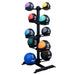 Body-Solid Medicine Ball Package GMR20-MEDPACK Body-Solid medicine ball set with a vertical black storage rack holding ten colorful weighted medicine balls ranging from 2 lbs to 25 lbs.