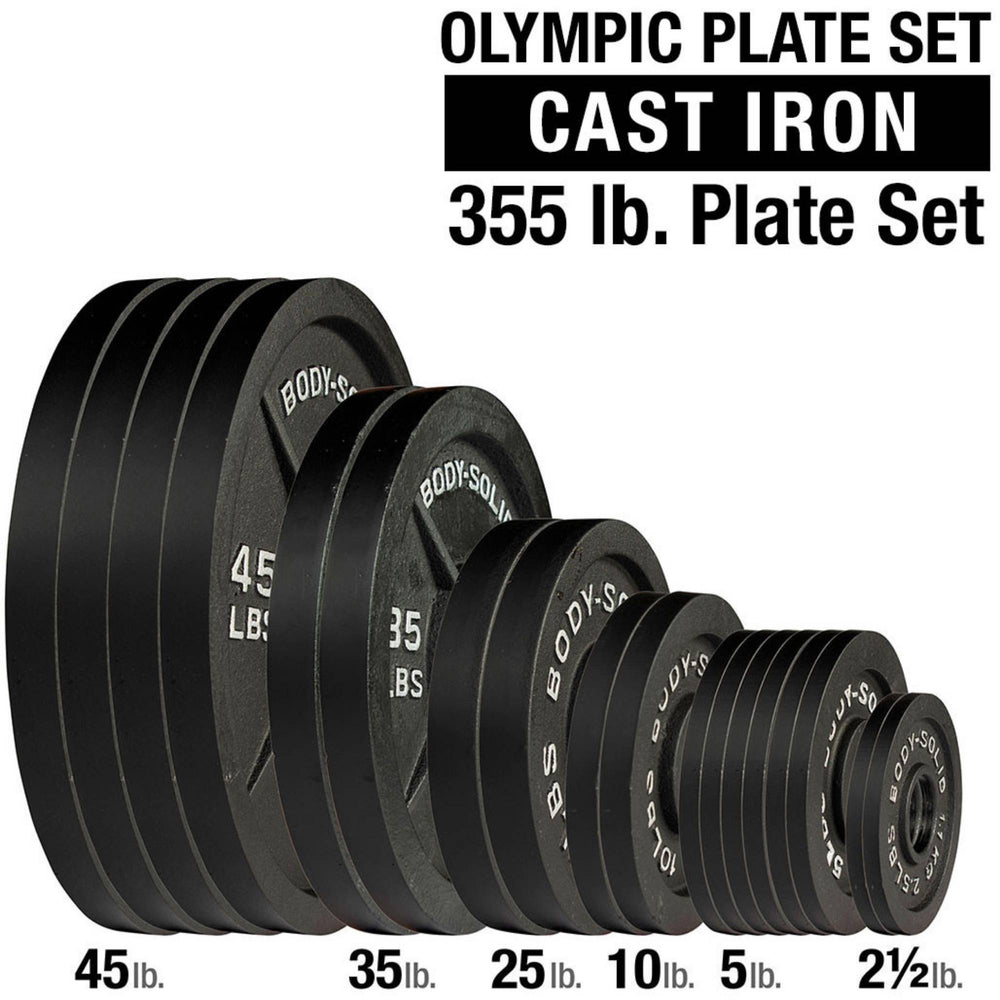 Body-Solid Olympic 355 lb. Set of Cast Iron Plates OSB355-SP