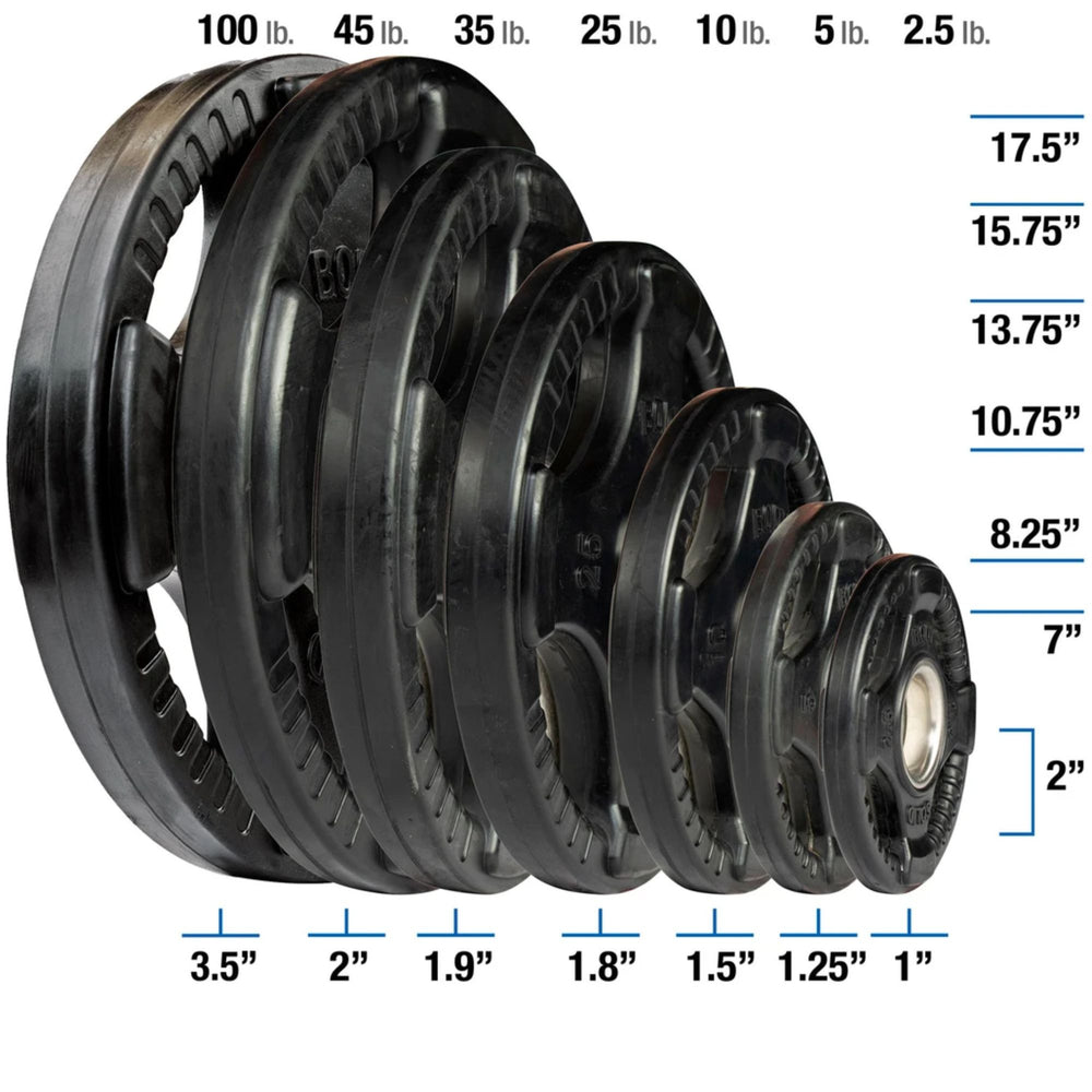 Body-Solid ORST Rubber Black Grip Olympic Plate Sets - 255lb - 355lb - 455lb