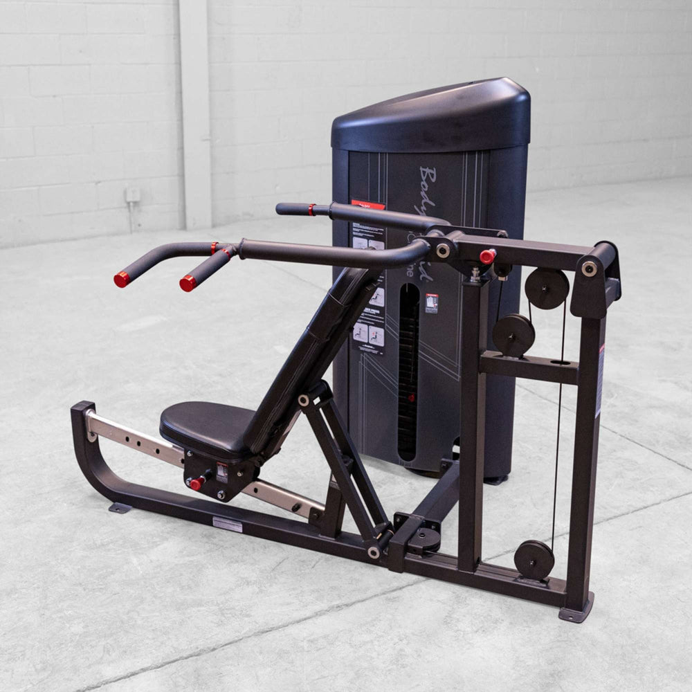 Body-Solid PCL2 Multi Press S2MPX Seated Row Machine angled view showing seat and handles