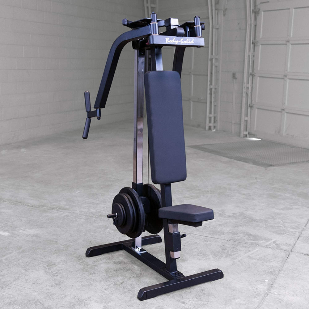Body-Solid Plate Loaded Pec Deck GPM65B shown with weight plates loaded on both sides