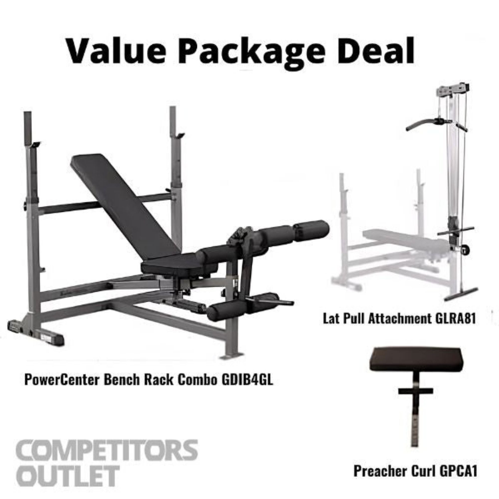 Body-Solid Powercenter Combo Bench Lat Package GDIB46LP4  