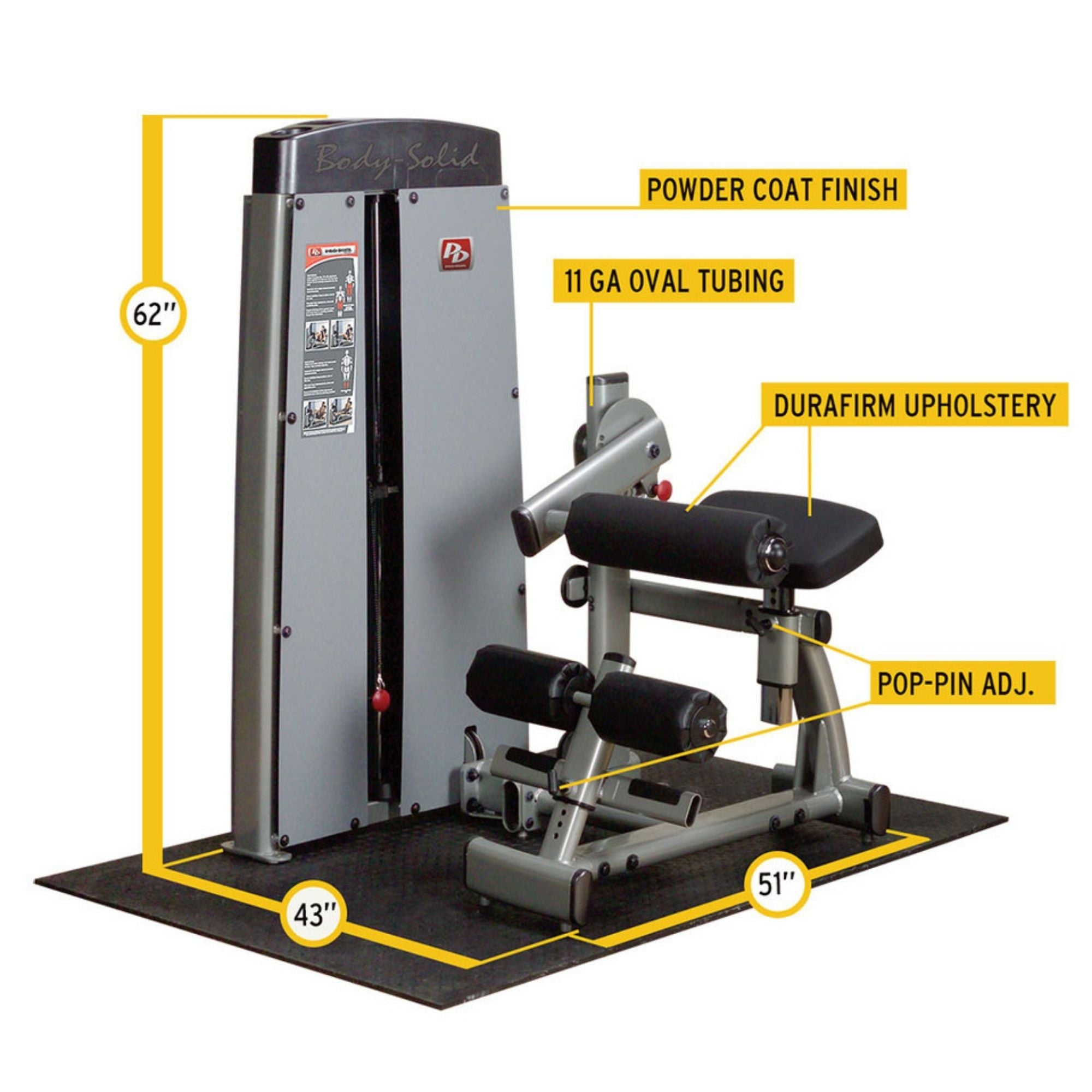 Body-Solid ProDual Ab Back Machine with Weight Stack DABBSF