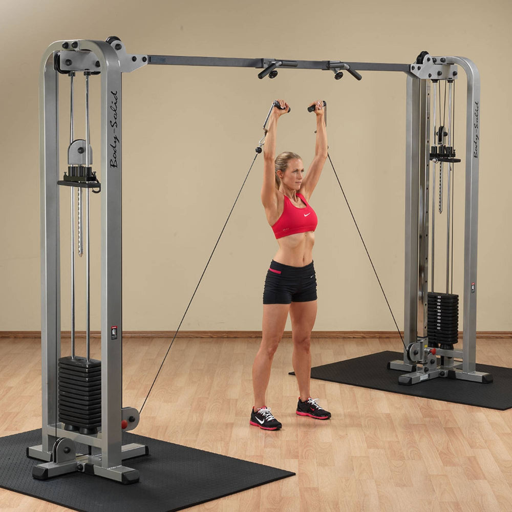 Body-Solid Pro ClubLine Cable Crossover by Body-Solid with Dual Stacks SCC1200G Bicep Curls