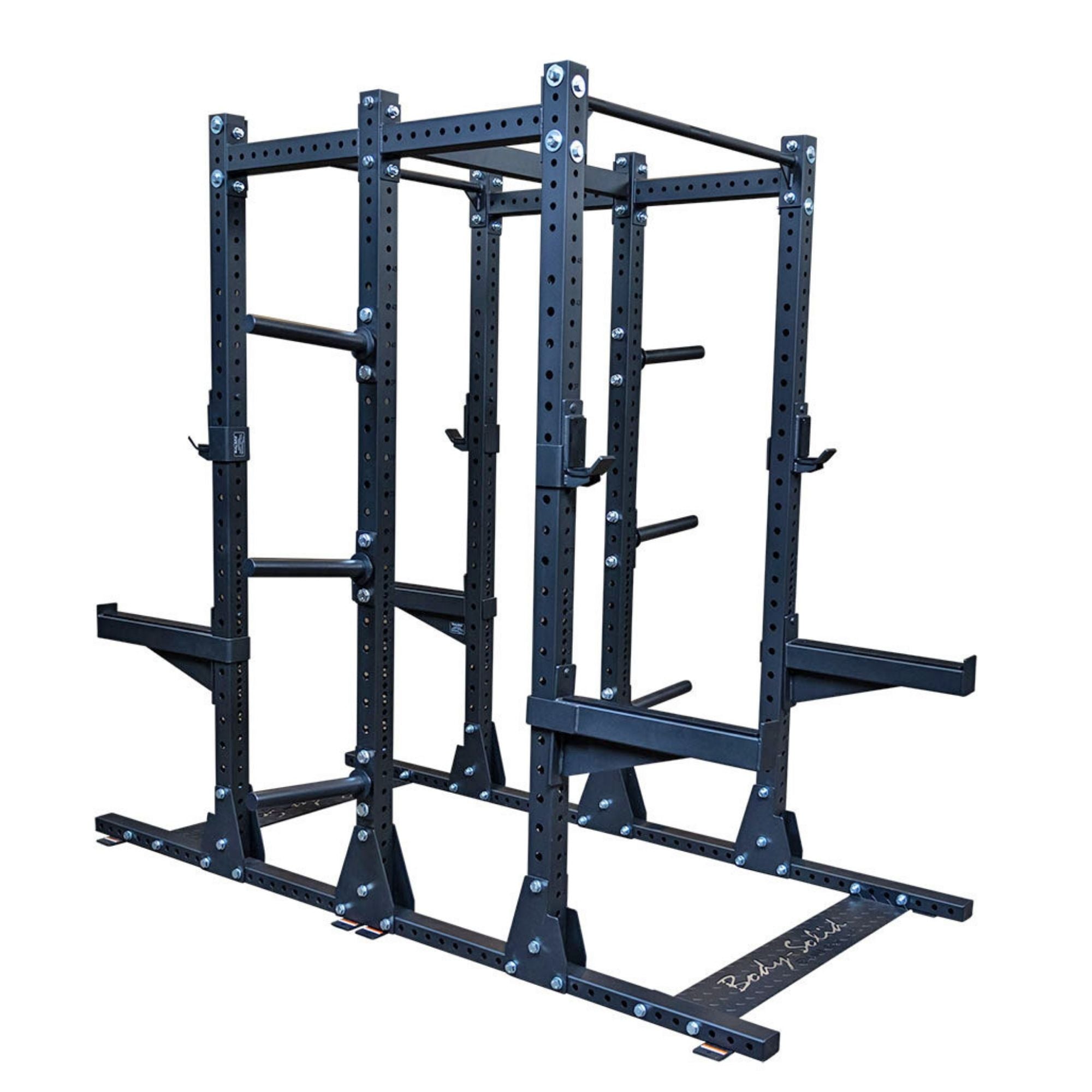 Body-Solid Pro ClubLine Double Half Rack Kit SPRDBLKIT Heavy-duty power rack with dual squat stations and safety arms, black steel