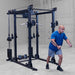 Body-Solid Pro ClubLine Functional Trainer Attachment SPRFTS Man performing standing cable chest fly using Body-Solid SPRFTS functional trainer attachment connected to power rack.
