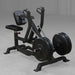 Body-Solid Pro ClubLine LVSR Leverage Seated Row LVSRB Leverage Seated Row machine with chrome handle grips and heavy-duty steel frame, displayed in professional gym setup.