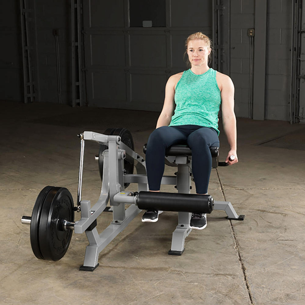 Body-Solid Pro ClubLine Leverage Leg Extension LVLE Model Relaxed with Olympic Plates