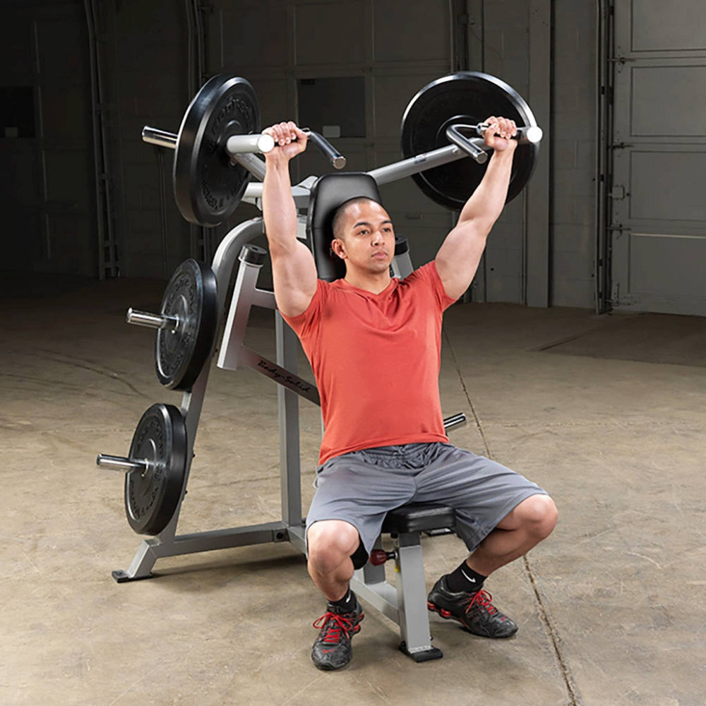 Body-Solid Pro ClubLine Leverage Shoulder Press LVSP a person using a shoulder press machine