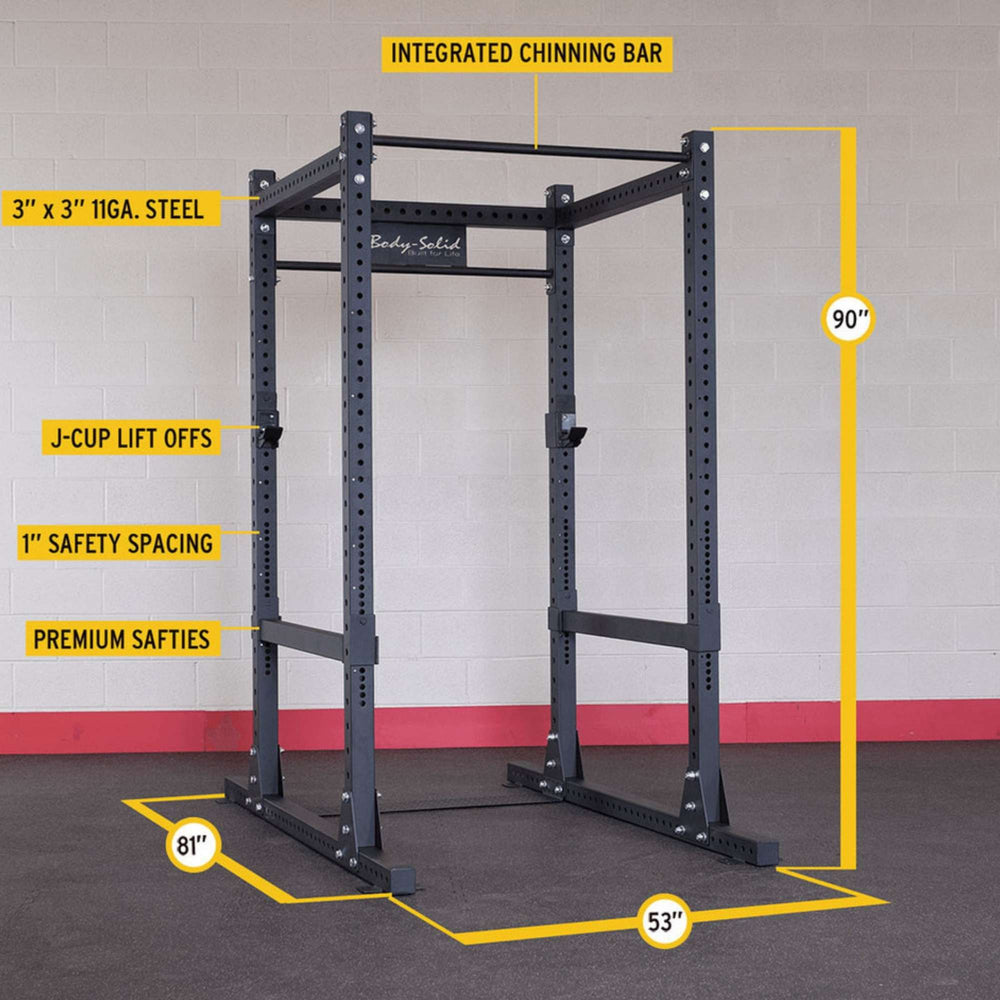 Body-Solid Pro ClubLine Power Rack with Rear Extension and Safety Straps SPR1000SSBACK diagram