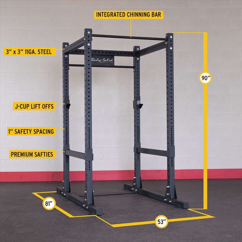Body-Solid Pro ClubLine Power Rack with Safety Straps SPR1000SS diagram
