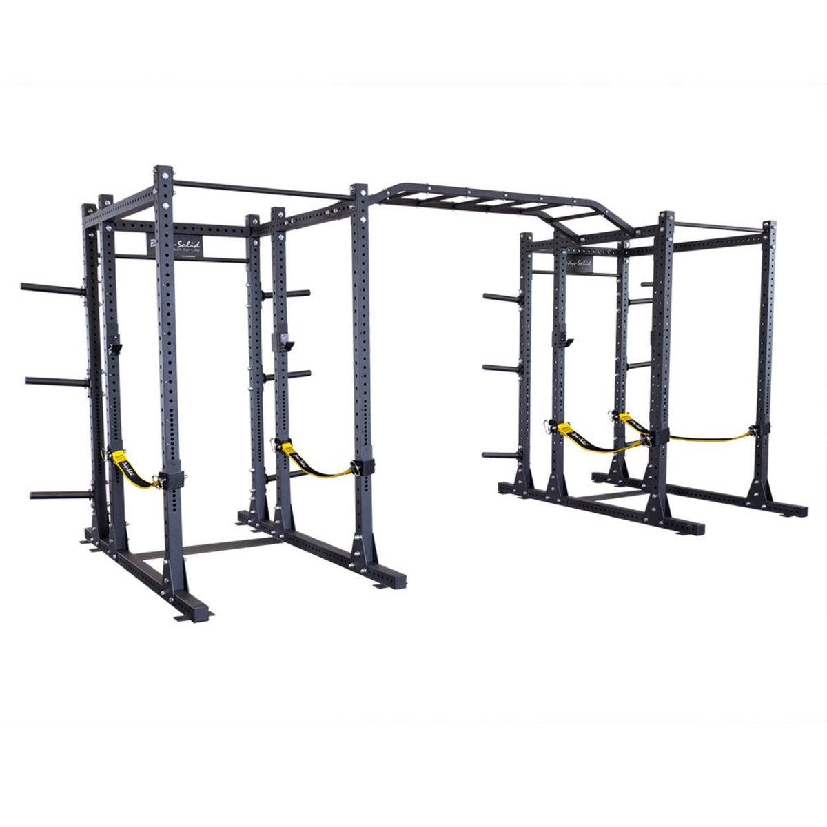 Spr Rack Row Guard Body-Solid SPR1000SSDBBACK Double Rack with Rear Extensions and Straps ...