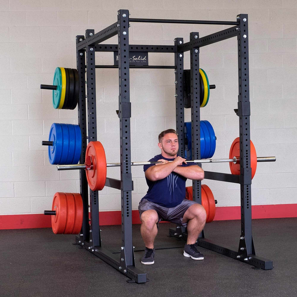 Body-Solid Pro ClubLine SPR1000 Power Rack with Rear Extension SPR1000BACK exercise position