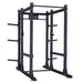 Body-Solid Pro ClubLine SPRBACK Power Rack Rear Extension SPRBACK Angled view highlighting the rear frame section of a Body-Solid power rack, with front portion shown in grey to emphasize the extension structure.