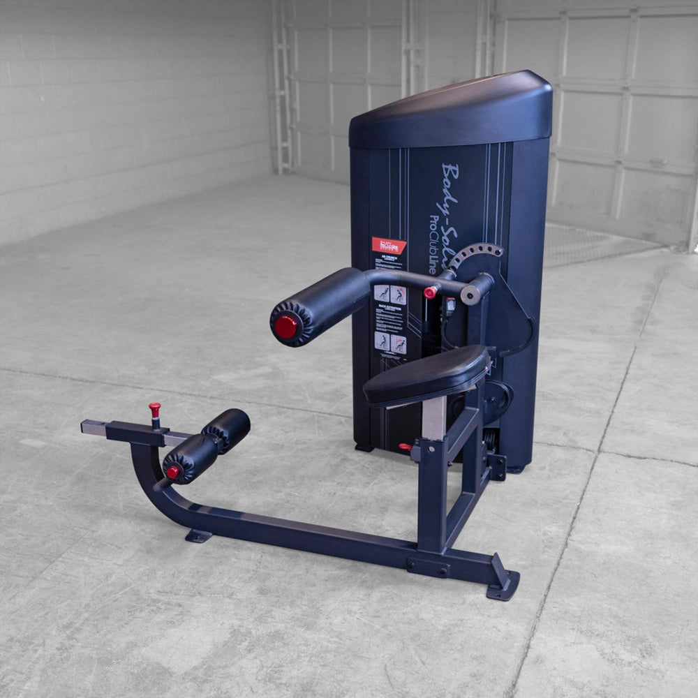 Body-Solid Pro ClubLine Series 2 Ab and Back S2ABBX Body-Solid ProClubLine lower body workout machine featuring padded thigh and ankle rollers for leg curls.
