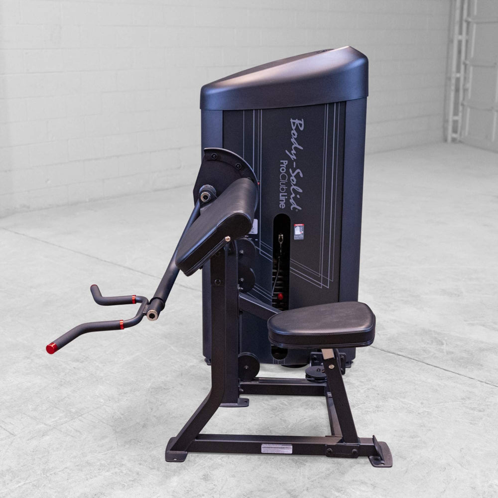 Body-Solid Pro ClubLine Series 2 Arm Curl S2ACX Side view of Body-Solid ProClubLine arm curl machine featuring ergonomic padded curl support.