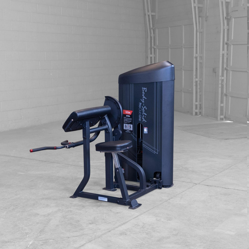 Body-Solid Pro ClubLine Series 2 Arm Curl S2ACX showing seat and weight stack shrouding