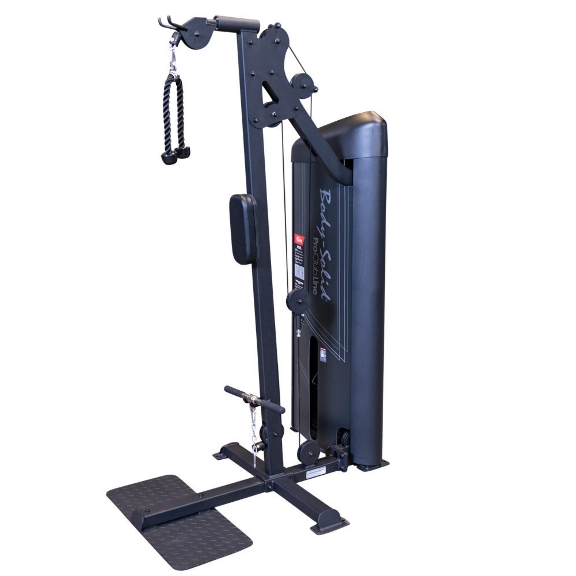Body-Solid Pro ClubLine Series 2 Biceps Triceps S2BTPX Freestanding black Body-Solid Pro Club Line functional cable machine with floor plates, shown without a user.