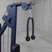 Body-Solid Pro ClubLine Series 2 Biceps Triceps S2BTPX Tricep rope cable attachment hanging from upper pulley on Body-Solid ProClub Line cable machine