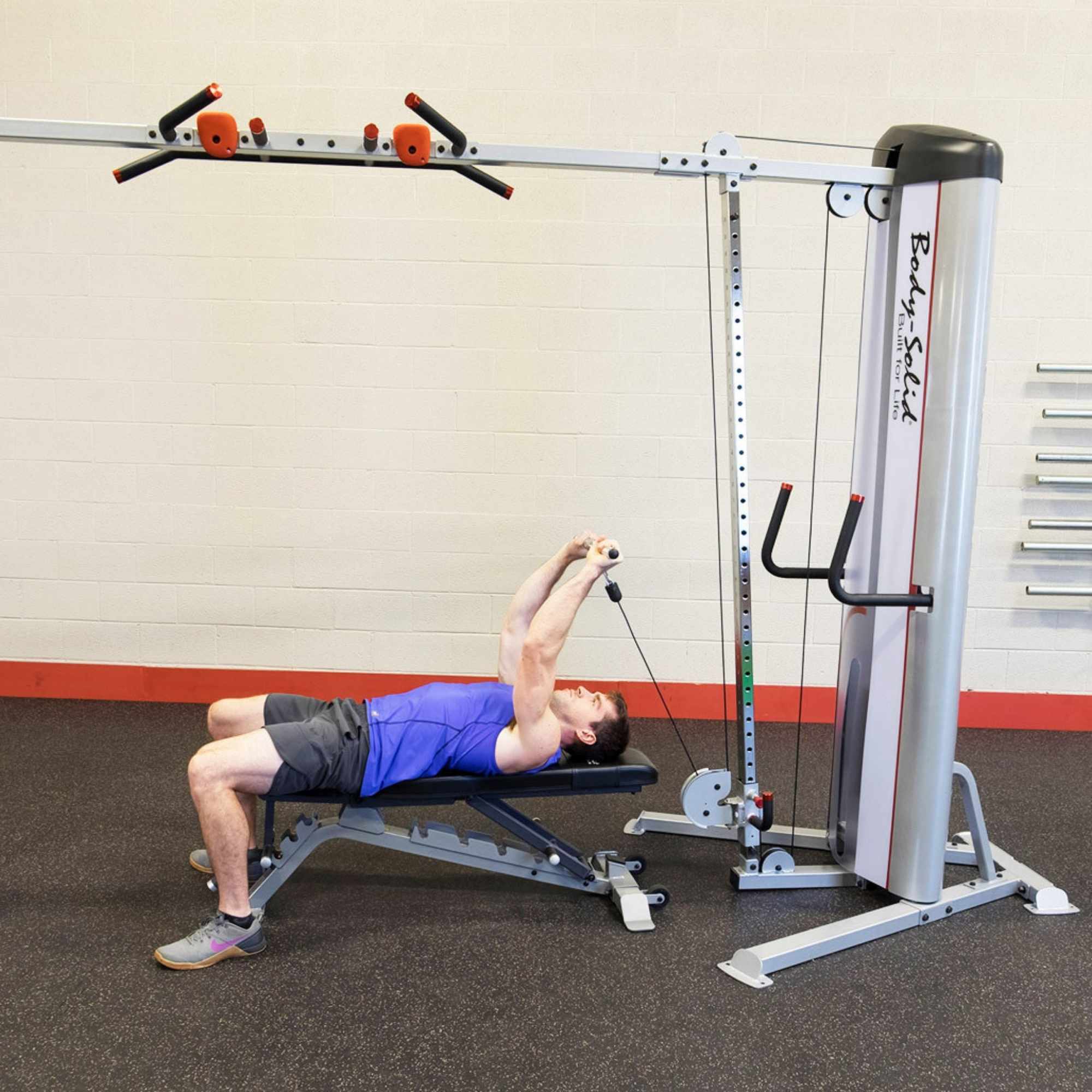 Body-Solid Pro ClubLine Series 2 Cable Crossover S2CCO  Bench cable triceps extension using
