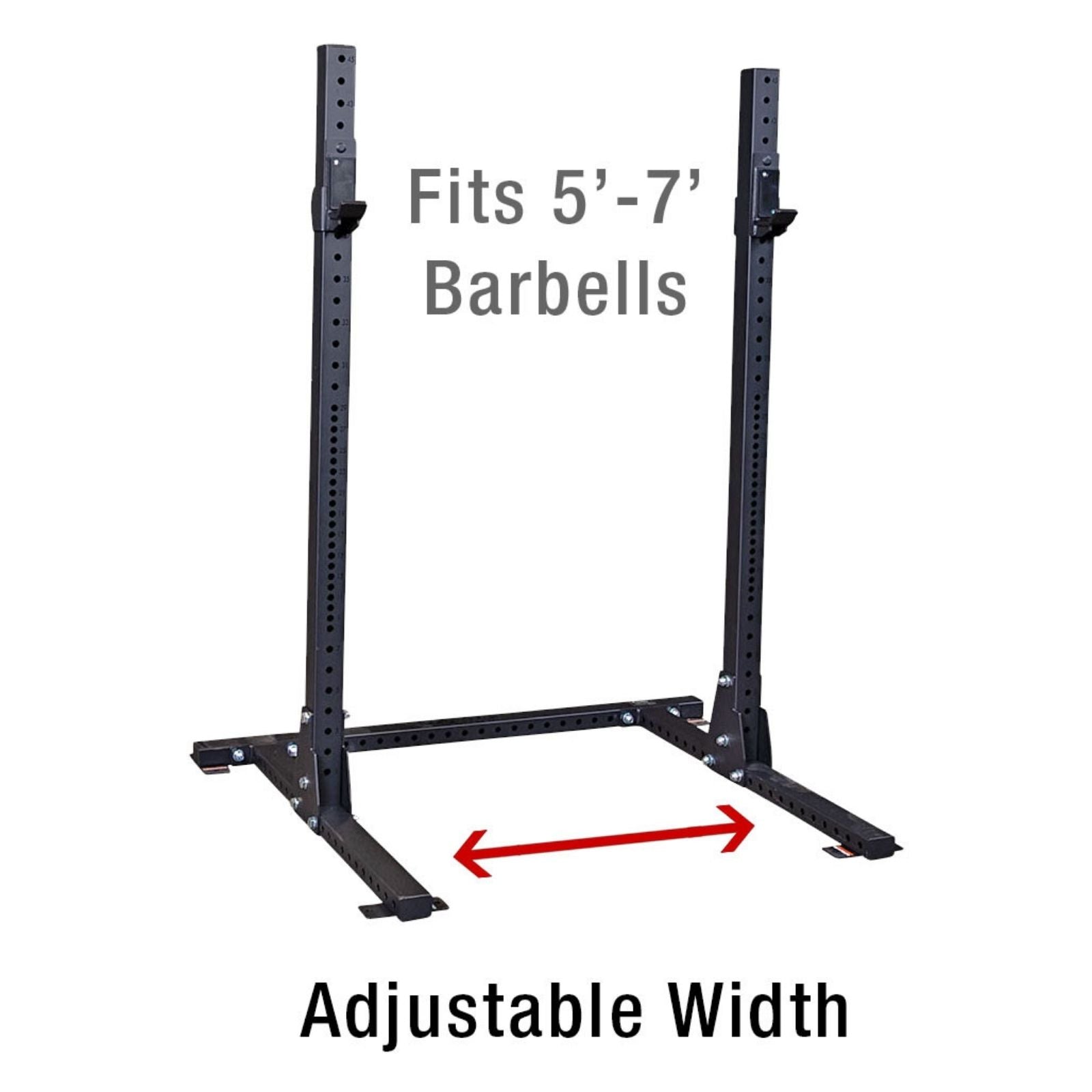 Body-Solid_Pro_ClubLine_Squat_Rack_SPR250 adjustable width diagram