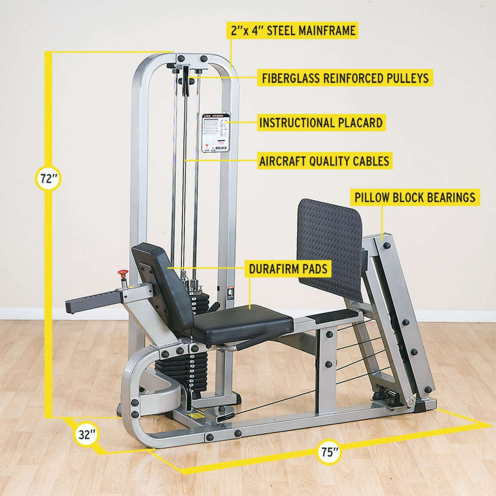 Body-Solid Pro Club Line Leg Press SLP500G Labeled parts