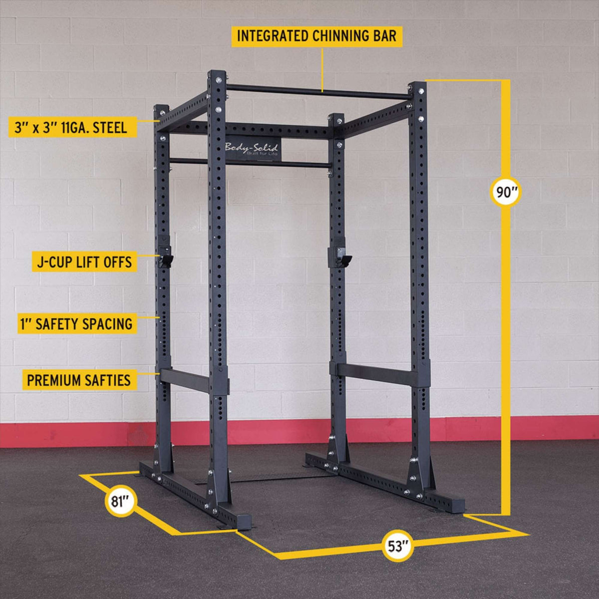 Body-Solid Pro Club Line Power Rack SPR1000 measurement