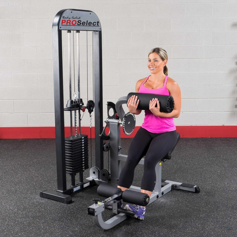 Body-Solid Pro Select CAM Ab and Back Machinee GCAB-STK with model  exercise Leg Press