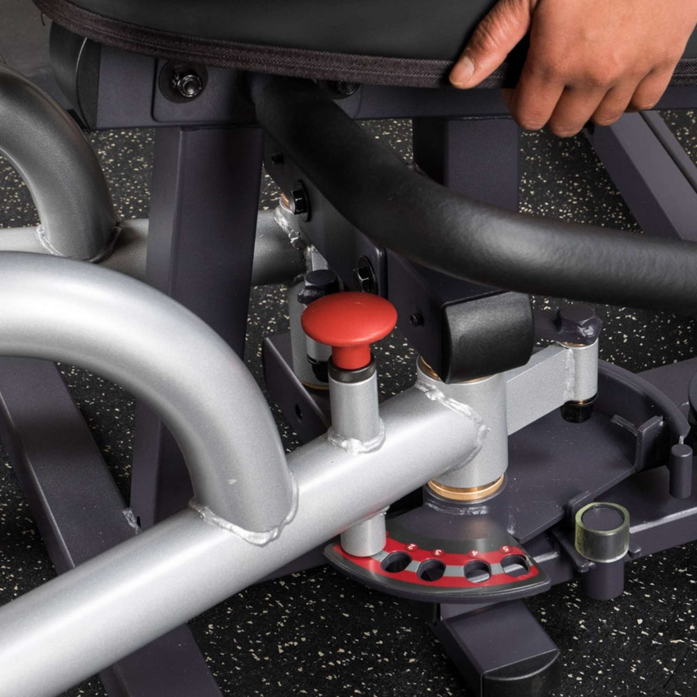 Body-Solid Pro Select Inner Outer Thigh Machine Adjustments seated 