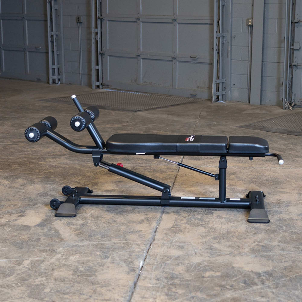 Body-Solid Proclub Commercial Ab Bench SAB500B Flat workout bench with adjustable back support and leg rollers