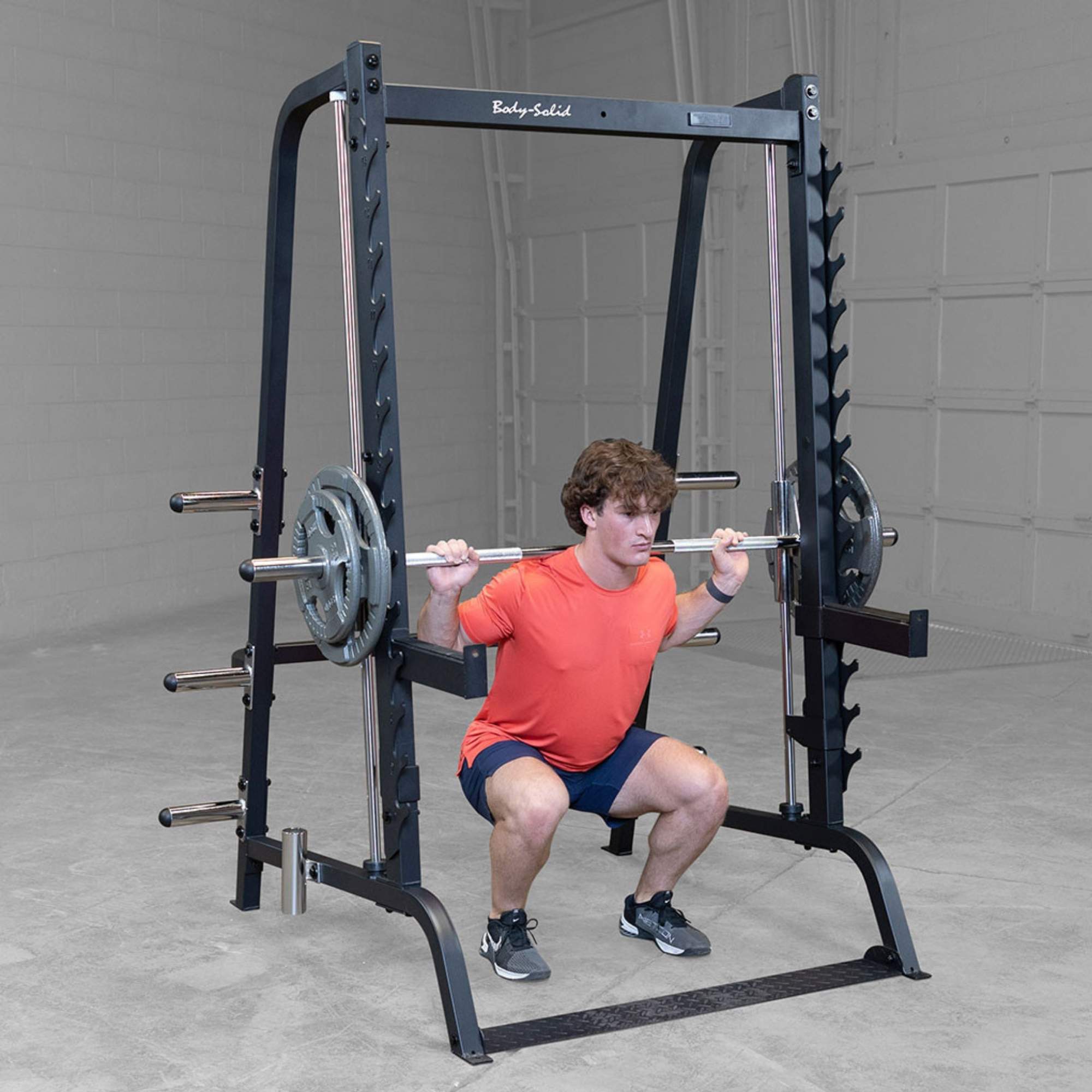 Body-Solid Series 7 Smith Machine Gym Package GS348BP4 Squat workout with Olympic bar on linear bearing Smith system
