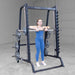 Body-Solid Series 7 Smith Machine Gym Package GS348BP4 Standing upright row on commercial Smith machine with Olympic plates
