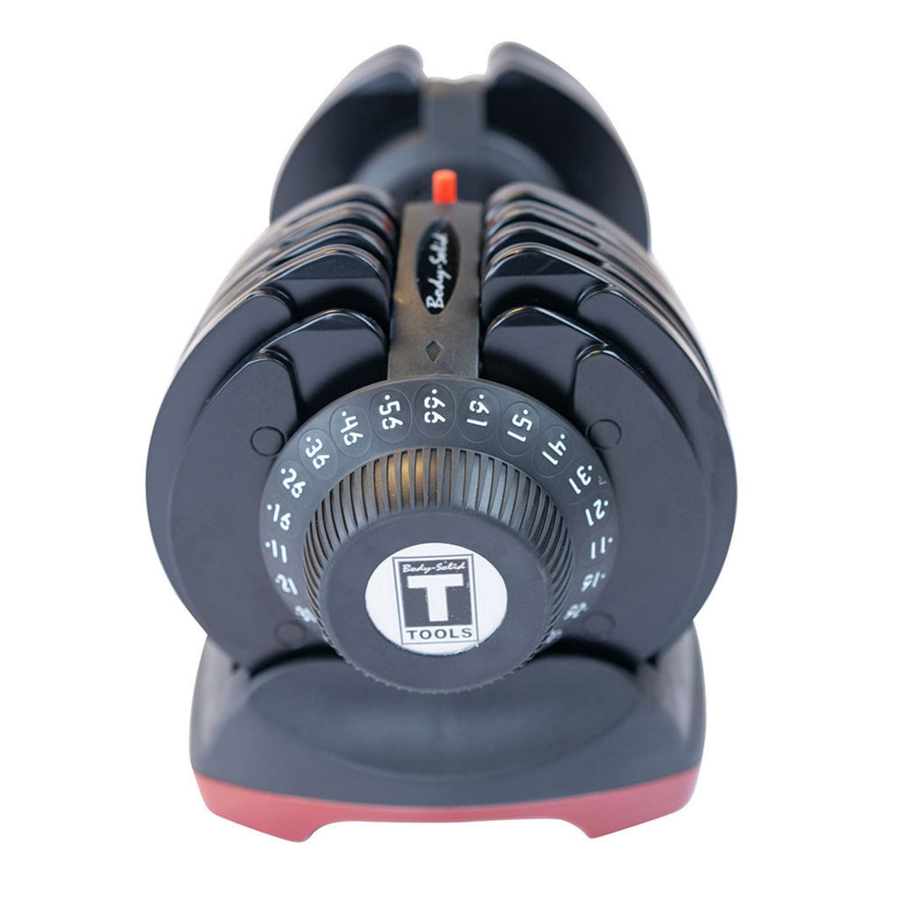 Body-Solid Tools Adjustable Dumbbell Set, 11 lb. to 66 lb. with Stand SDBX132ST Front view