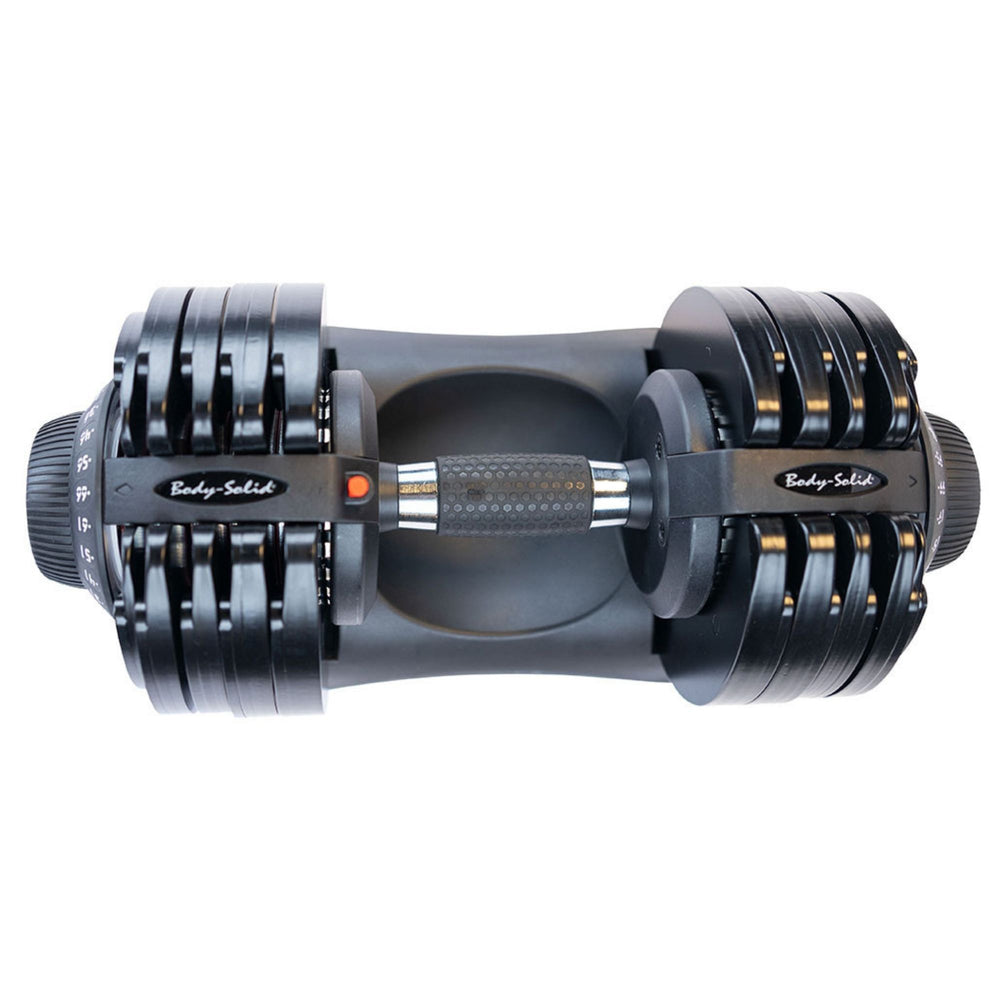 Body-Solid Tools Adjustable Dumbbell Set, 11 lb. to 66 lb. with Stand SDBX132ST Top-down view 