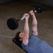 Body-Solid Tools Fixed Weight EZ Curl Barbells, from 20 to 110 lb. Incline barbell press using fixed-weight 40 lb EZ curl bar for chest activation