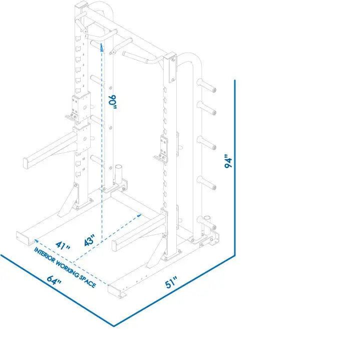 BodyKore Foundation Series- Half Rack- G701 Dimensions