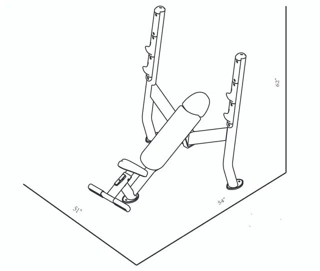 BodyKore Olympic Incline Press CF2152 Dimensions