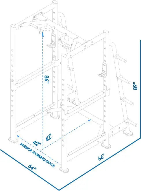 BodyKore Signature Series - Full Squat Cage - G256 Dimensions